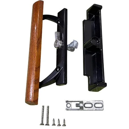 2177 Sliding Door Handle Latch Set with Wood Pull 3